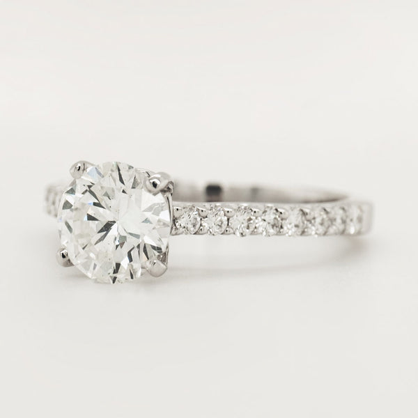 Round 1.3 Carat Diamond 14k White Gold Classic Engagement Ring (2mm)