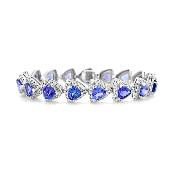 16.16 Carat Tanzanite & 4.67 Carat Diamond Bracelet in 14k White Gold