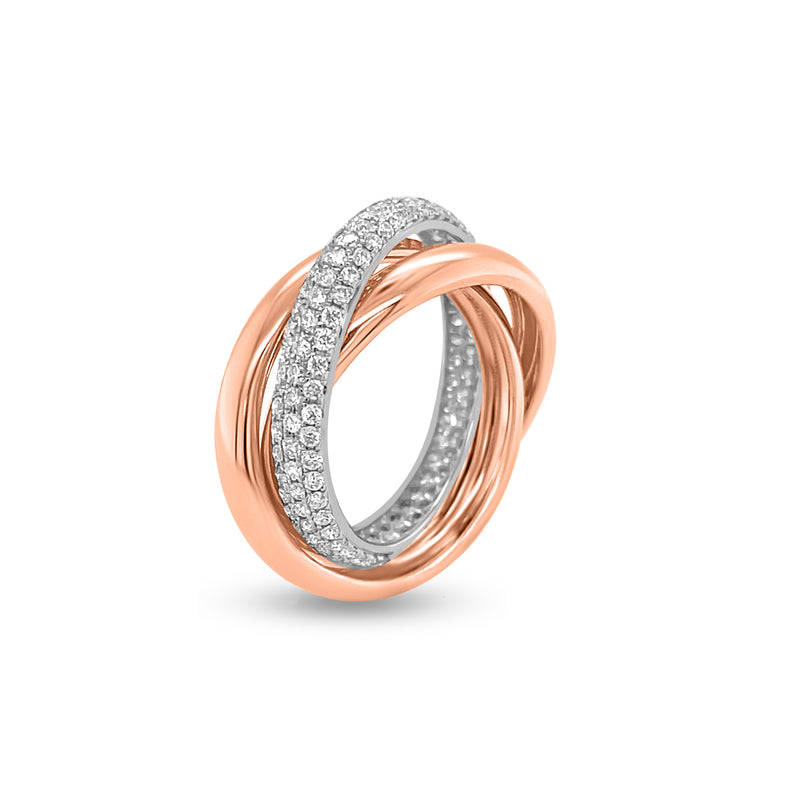 1.19 Carat Diamond Modern Rolling Ring in 14k Two-Tone Gold