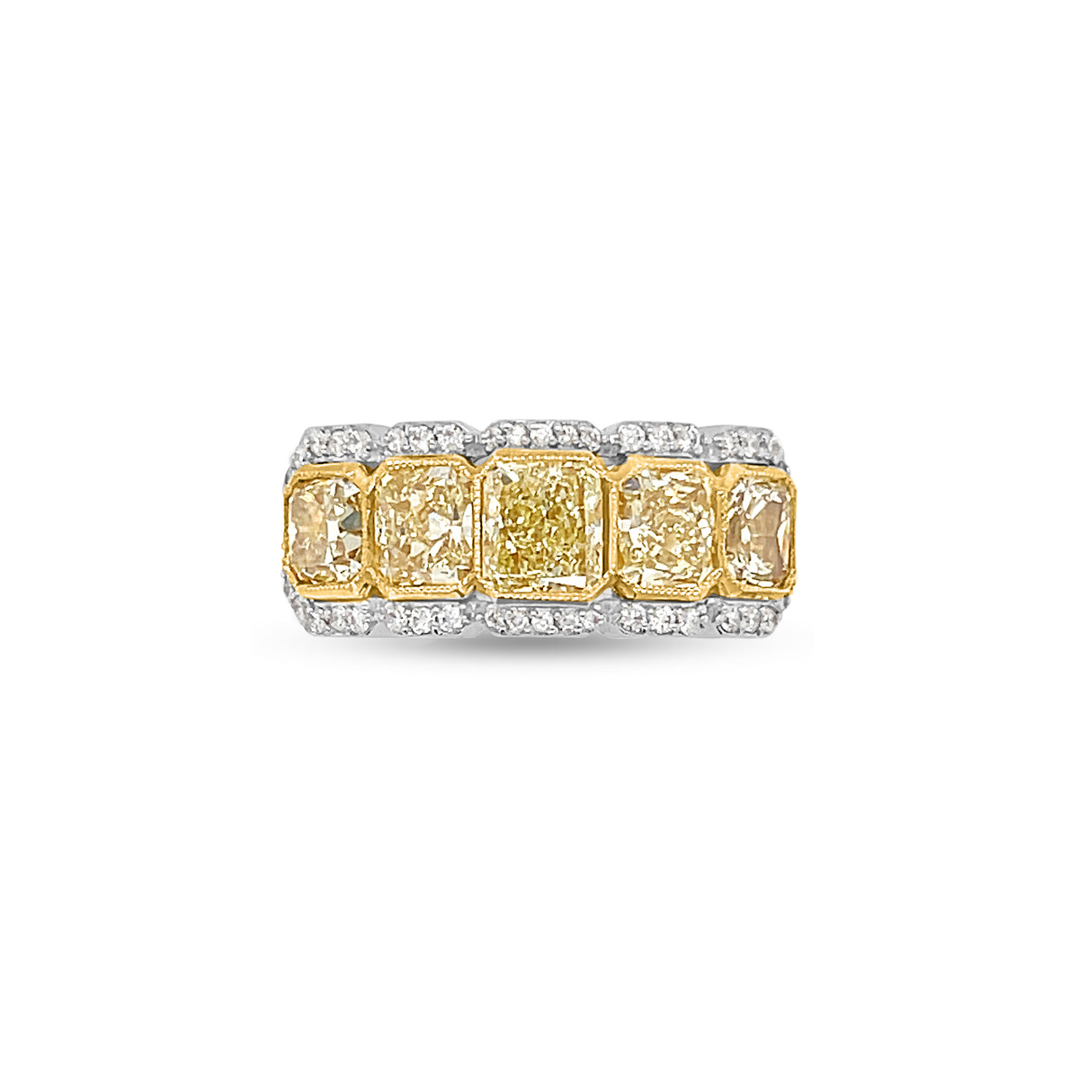 3.00 Carat Yellow Diamond Wedding Band in 14k-18k Two-Tone Gold