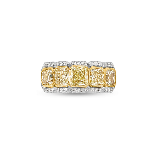 3.00 Carat Yellow Diamond Wedding Band in 14k-18k Two-Tone Gold
