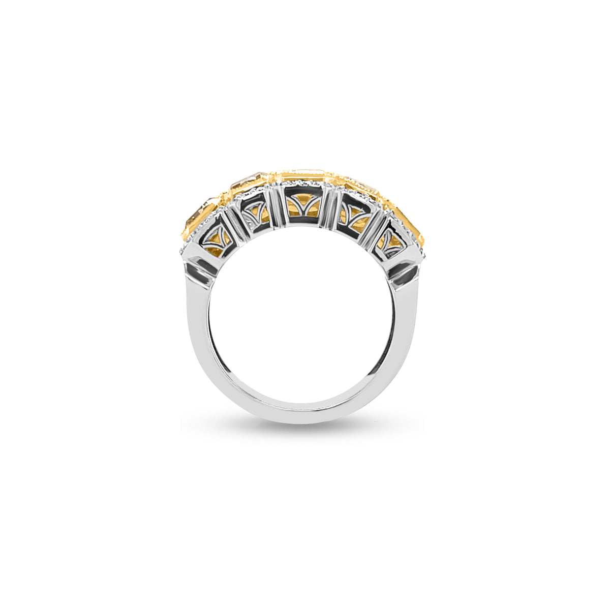 3.00 Carat Yellow Diamond Wedding Band in 14k-18k Two-Tone Gold