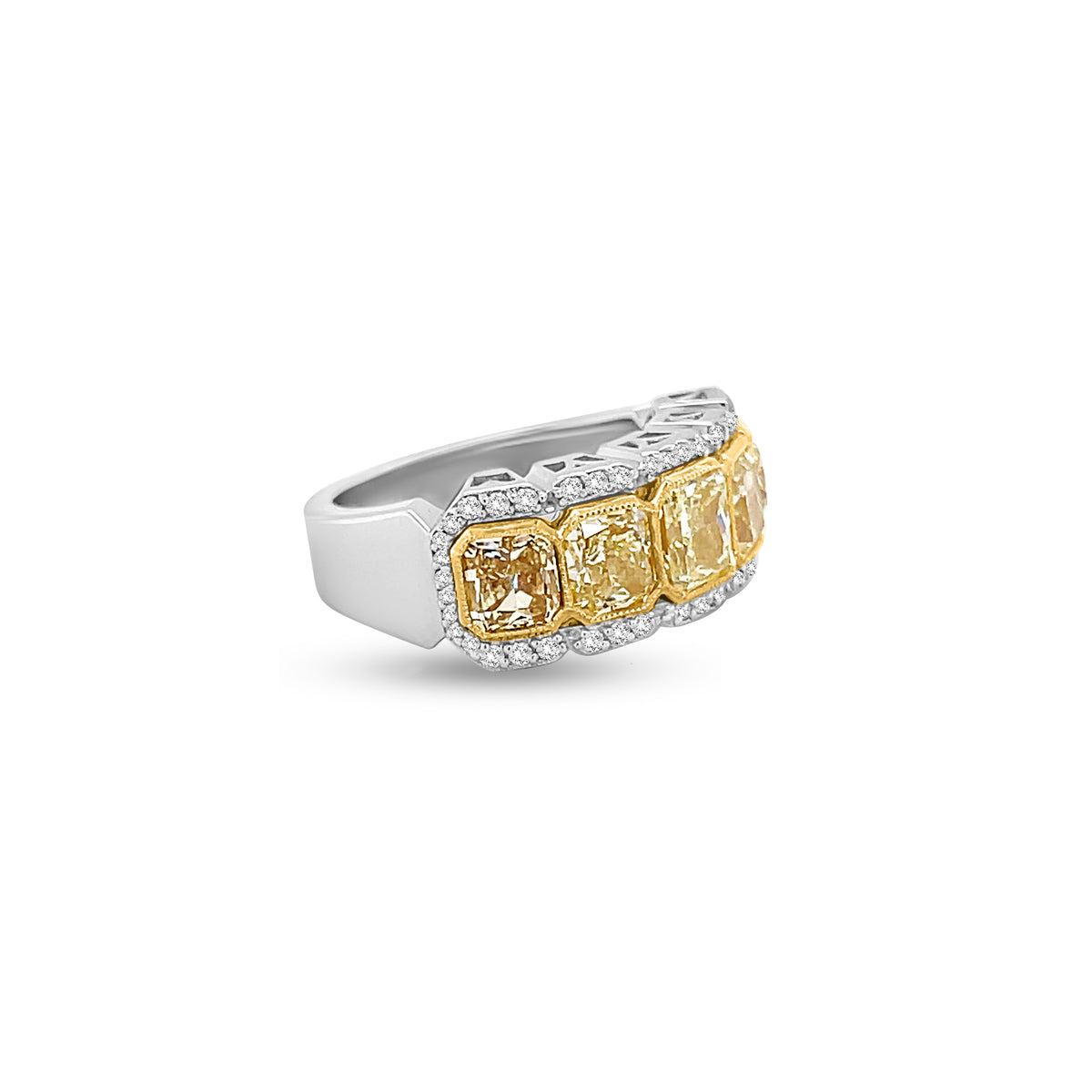 3.00 Carat Yellow Diamond Wedding Band in 14k-18k Two-Tone Gold