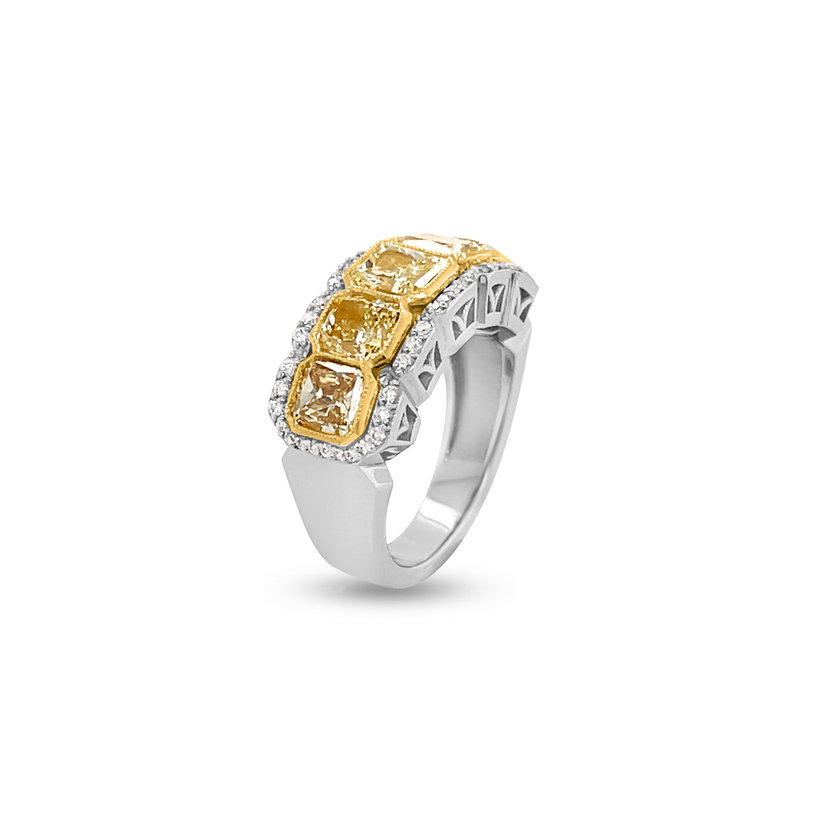 3.00 Carat Yellow Diamond Wedding Band in 14k-18k Two-Tone Gold