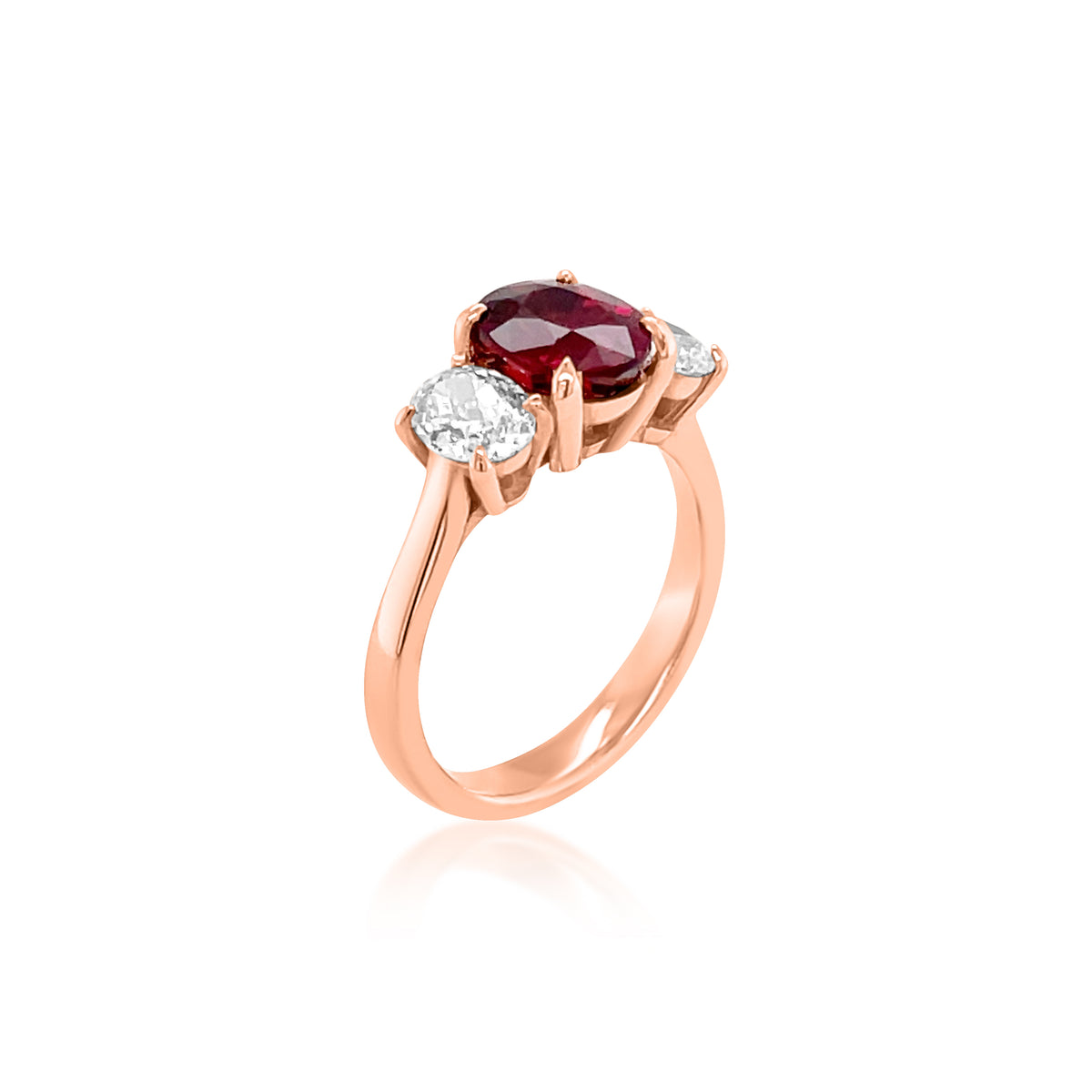 2.04 Carat Ruby Engagement Ring in 14k Rose Gold