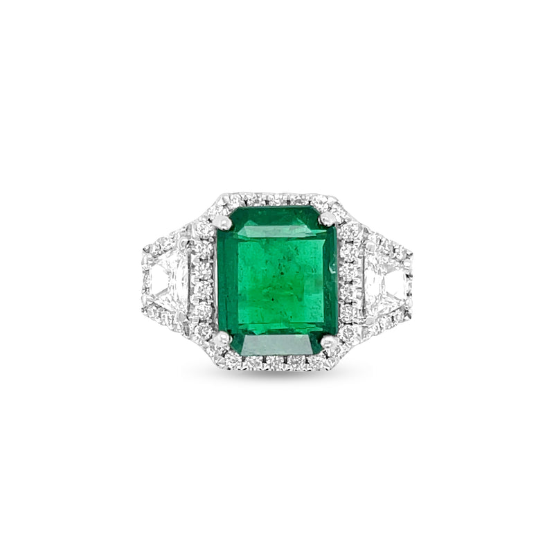 4.15 Carat Emerald Gemstone Ring in 18k White Gold