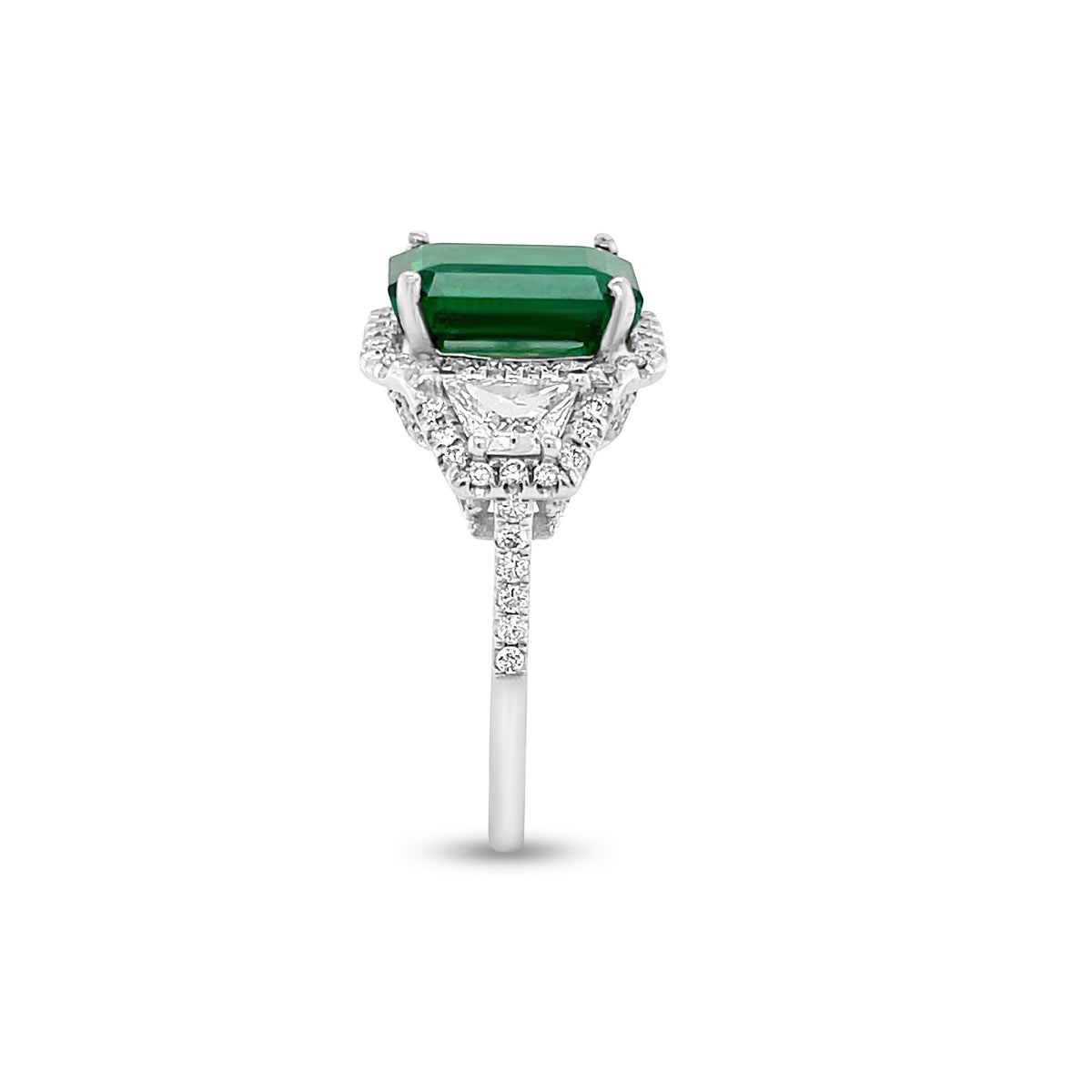 4.15 Carat Emerald Gemstone Ring in 18k White Gold