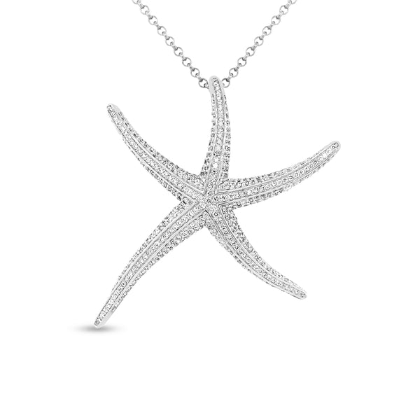 2.44 Carat Diamond Starfish Pendant in 14k White Gold