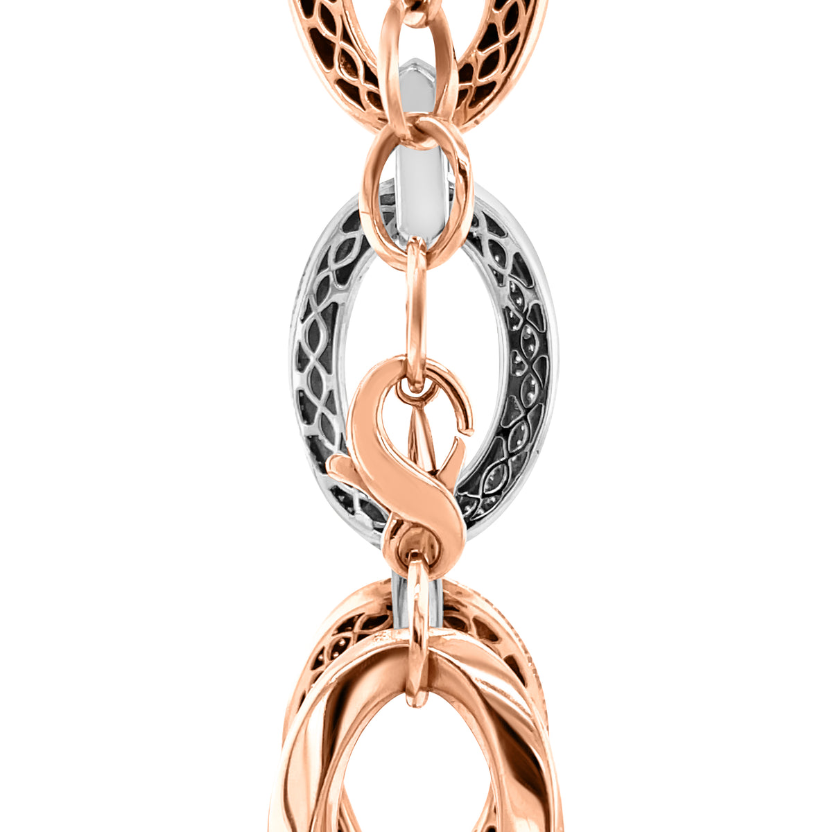 1.07 Carat Diamond Link Chain Bracelet in 14k Two-tone Gold