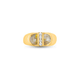 0.19 Carat Diamond & Quartz Men's Wedding Band in 14k Yellow Gold