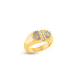 0.19 Carat Diamond & Quartz Men's Wedding Band in 14k Yellow Gold