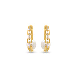 0.12 Carat Diamond & Pearl Earrings in 18k Yellow Gold