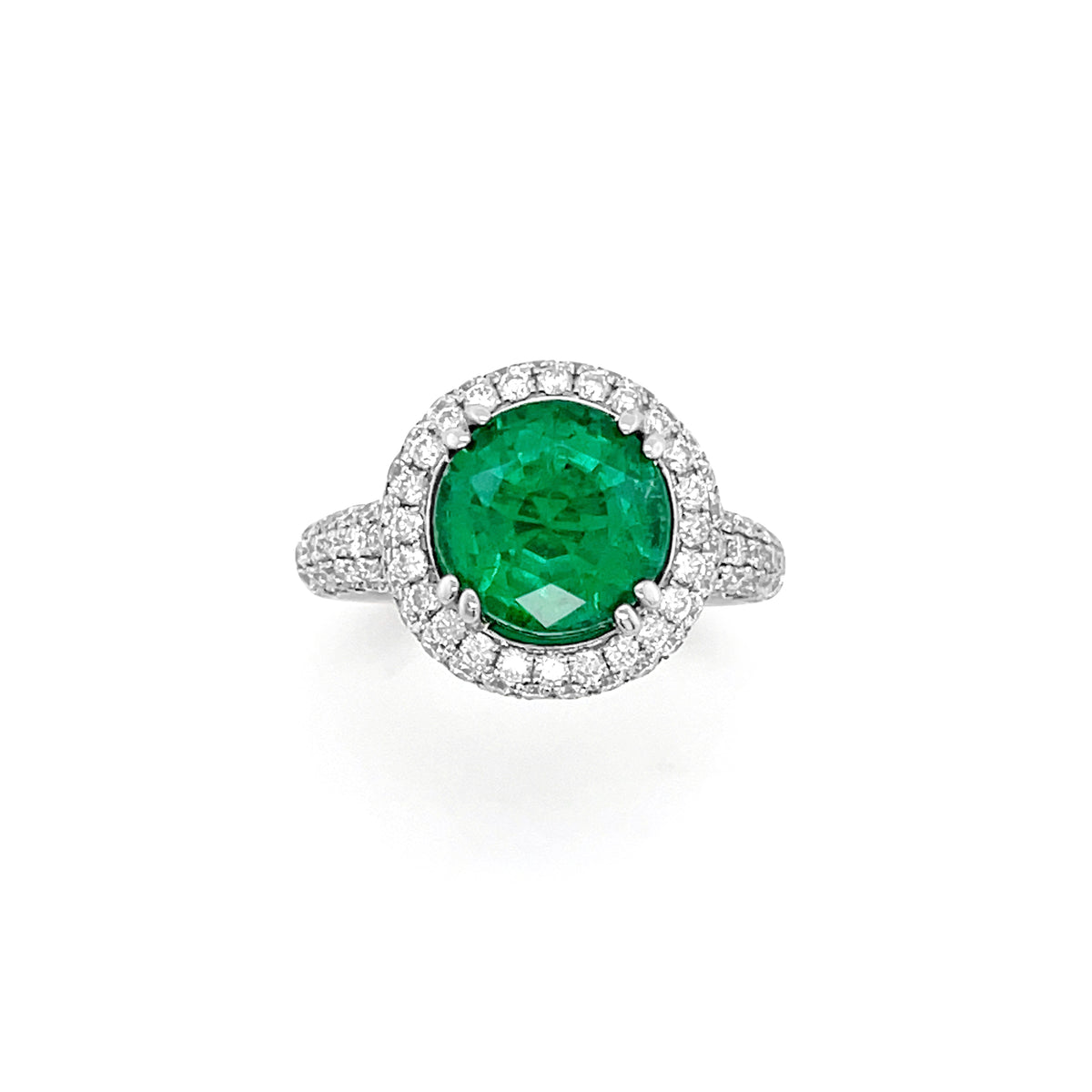 3.12 Carat Emerald Gemstone Ring in 14k White Gold