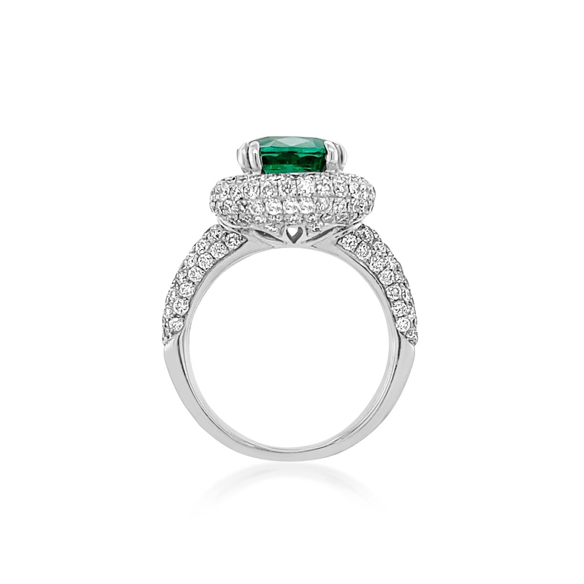3.12 Carat Emerald Gemstone Ring in 14k White Gold