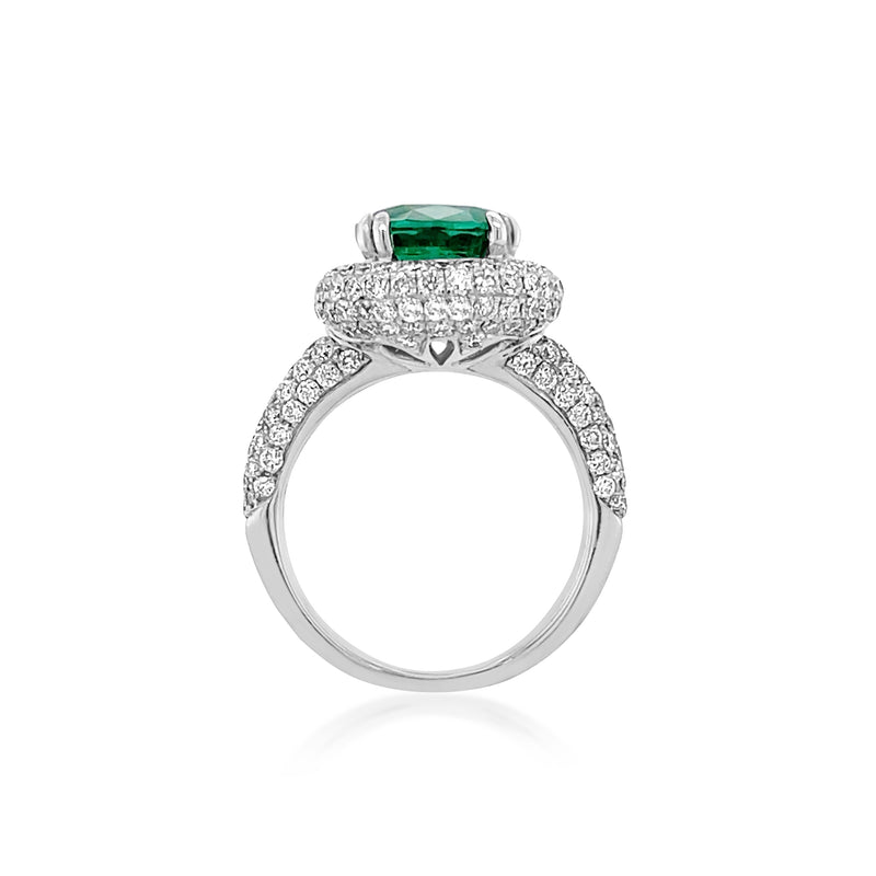 3.12 Carat Emerald Gemstone Ring in 14k White Gold