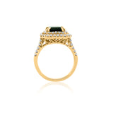 3.89 Carat Green Tourmaline Gemstone Ring in 14k Yellow Gold