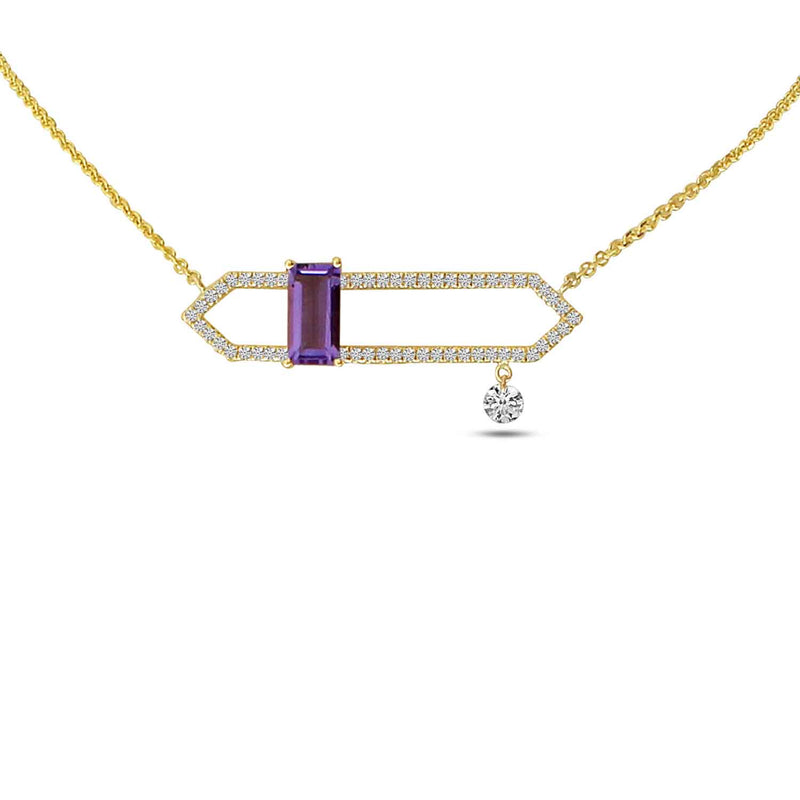 0.52 Carat Amethyst Brevani Necklace in 14k Yellow Gold