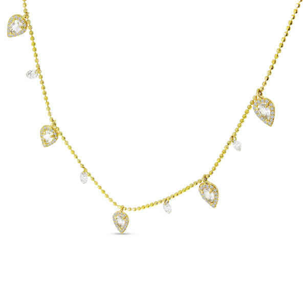 0.38 Carat Clear Quartz Brevani Necklace in 14k Yellow Gold